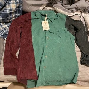 Urban Renewal Recycled Oversized Spliced Corduroy Shirt